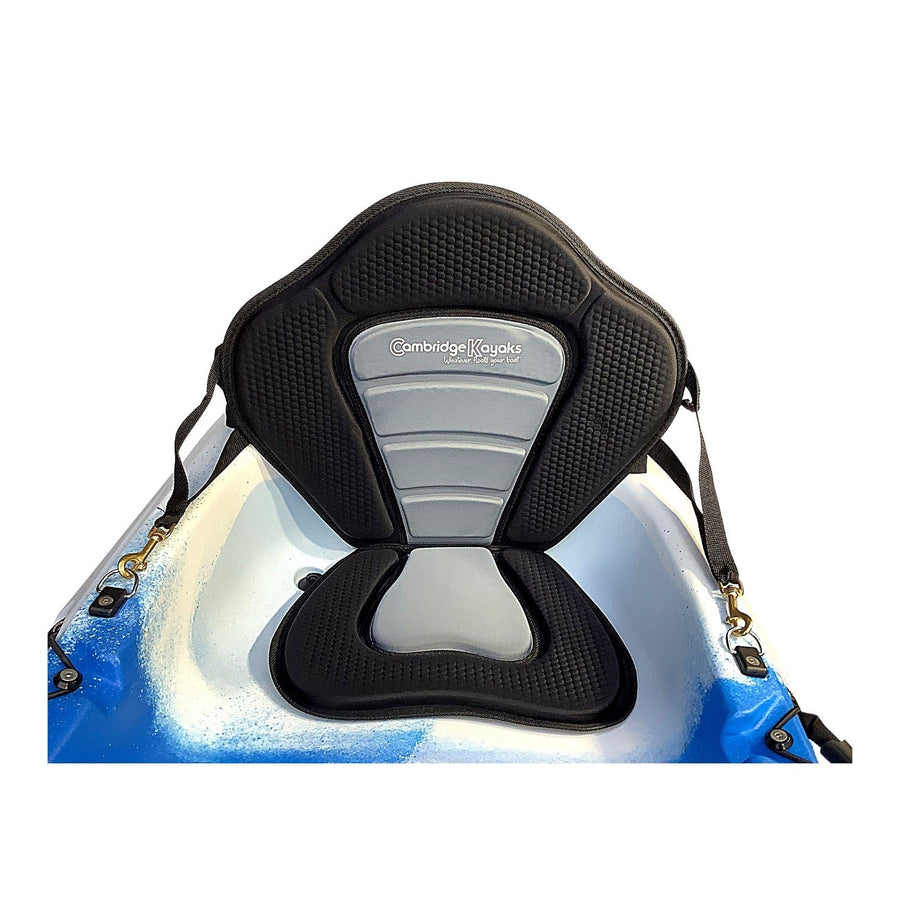 Padded kayak seat positioned in sit on top kayak manufactured by cambridge kayaks