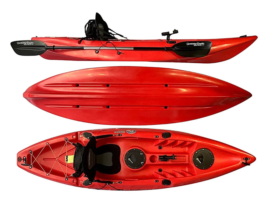 Zander Red Leisure and Fishing Kayak Single Person Kayak with Padded Seat, Hatches and Paddle