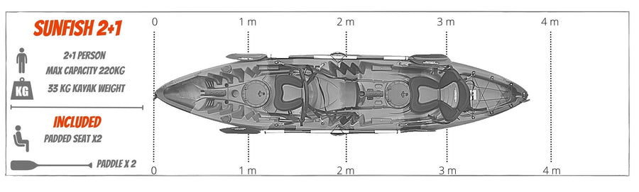 Cambridge Kayaks Sunfish dubbele kajak  2 plus 1
