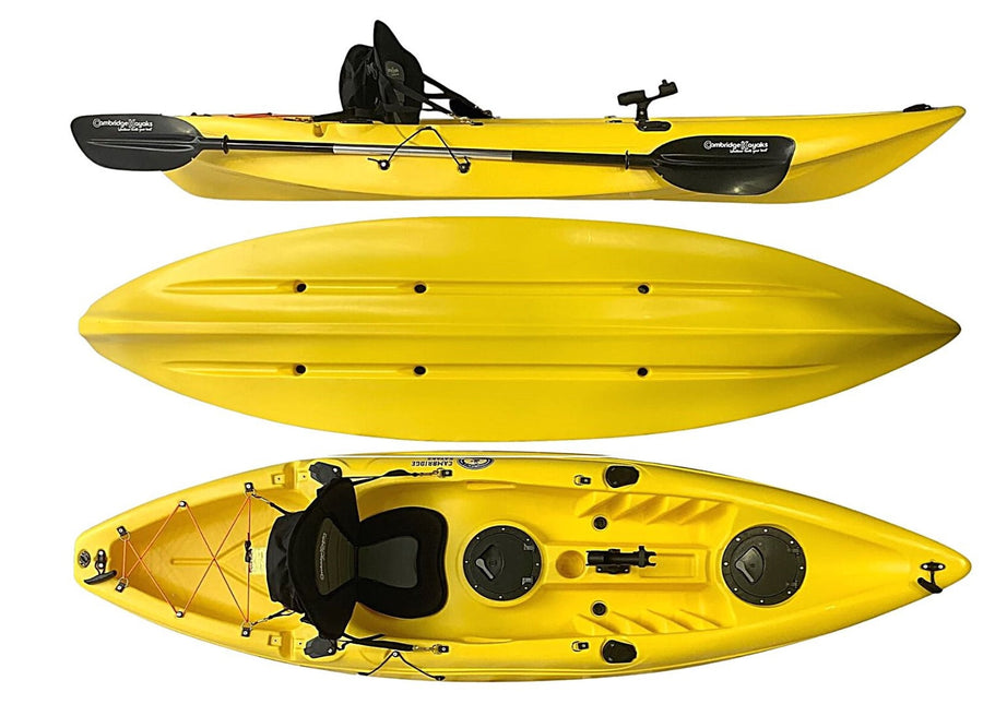 Zander Leisure and Fishing Leisure Fishing Kayak Yellow, Single Person Padded Seat, Hatches Paddle