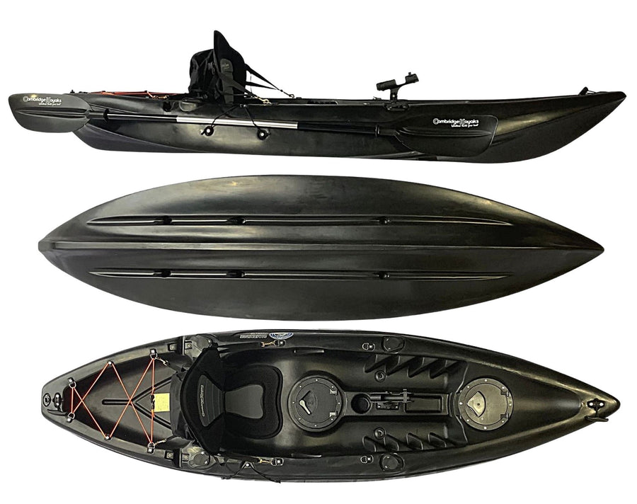 Zander Leisure and Fishing Kayak Black Single Person Kayak with Padded Seat, Hatches and Paddle