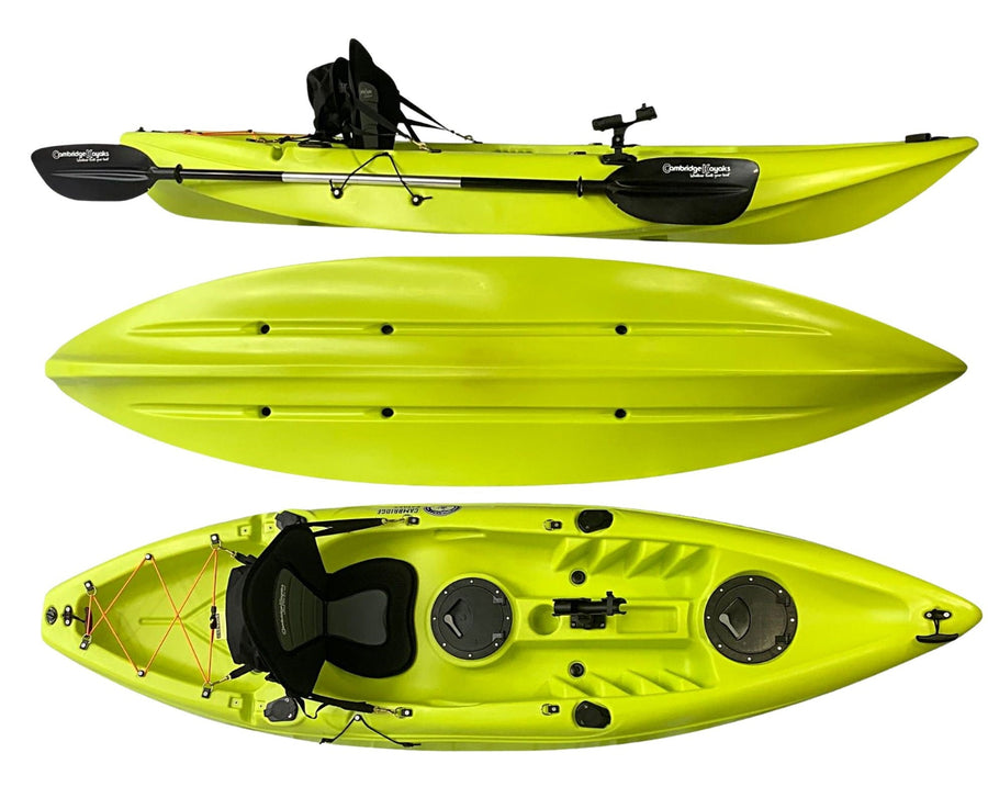 Zander Leisure and Fishing Kayak Lime Green Single Person Kayak with Padded Seat, Hatches and Paddle