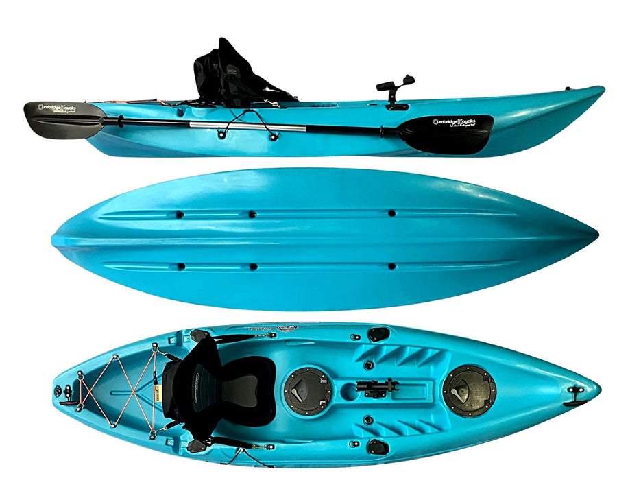 Zander Leisure and Fishing Kayak Light Blue Single Person Kayak with Padded Seat, Hatches and Paddle