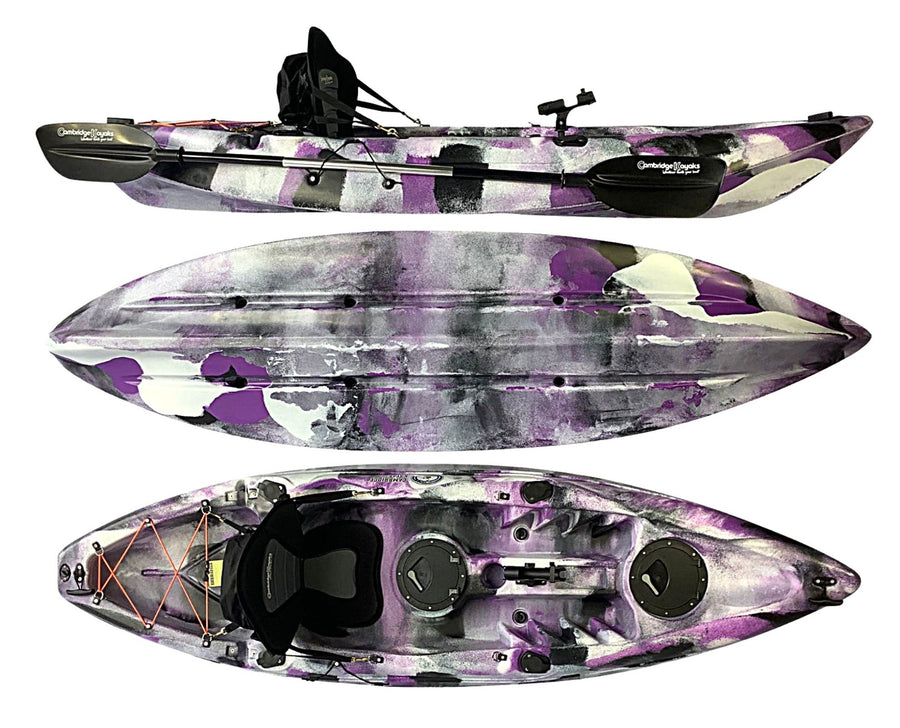 Zander Leisure and Fishing Kayak Purple Camo Single Person Kayak Padded Seat, Hatches and Paddle